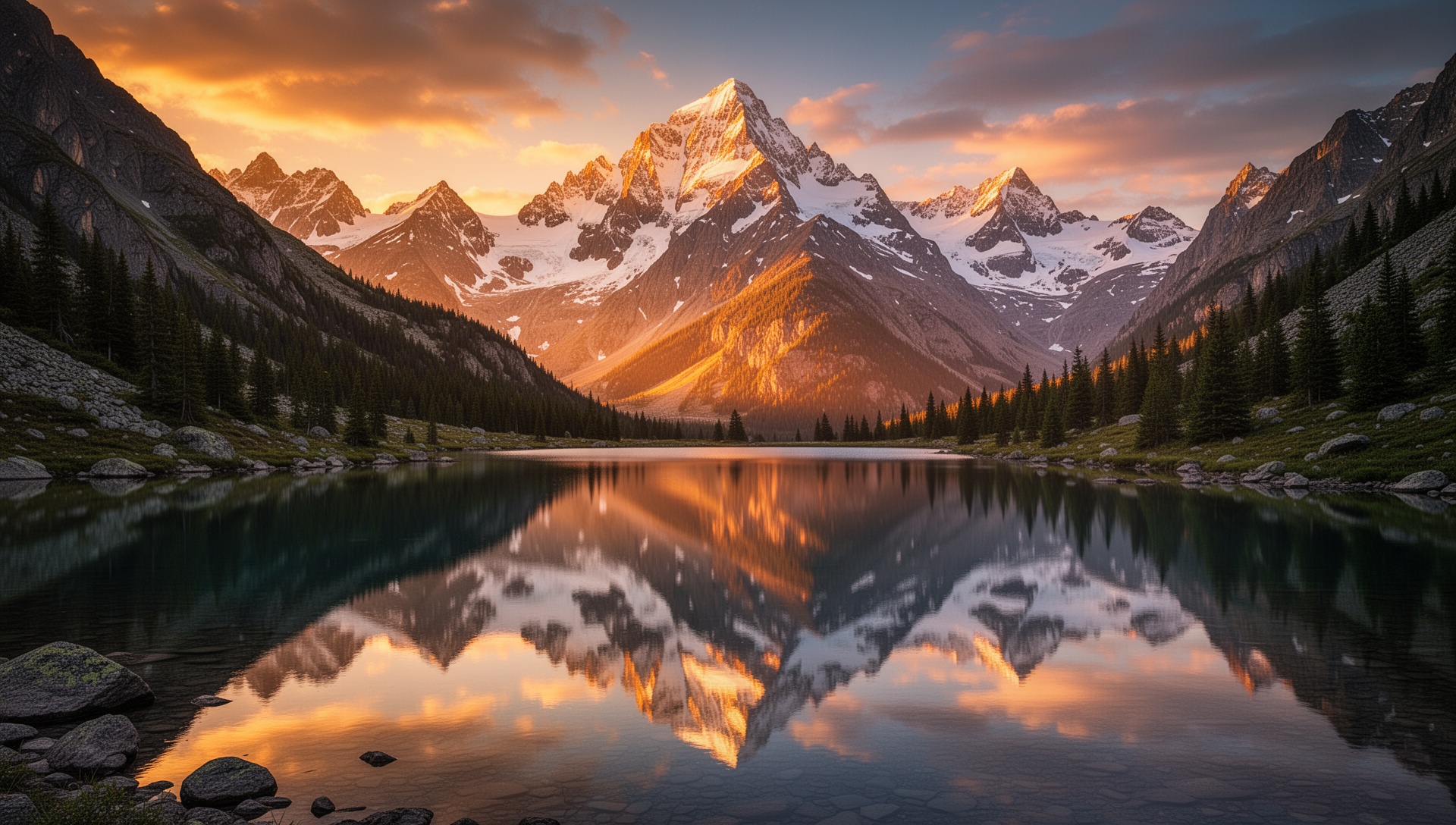 Mountain landscape at golden hour